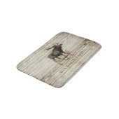 Rustic Wood Moose Family Name Shower Curtain Badematte (Schrägansicht)
