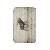 Rustic Wood Moose Family Name Shower Curtain Badematte (Vorderseite Vertikal)