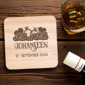 Rustic Wood Mr. and Mrs Bride Groom Gastgeschenk H Rechteckiger Pappuntersetzer