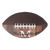Rustic Wood Oak Stall Monogram Name Script Football (Vorderseite)