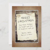 Rustic Wood Old Paper Script Frohe Weihnachten (Vorderseite)