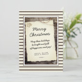 Rustic Wood Old Paper Script Frohe Weihnachten (Stehend Vorderseite)