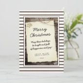 Rustic Wood Old Paper Script Frohe Weihnachten (Stehend Vorderseite)