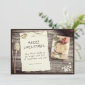 Rustic Wood Old Paper Script Frohe Weihnachten (Stehend Vorderseite)