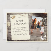 Rustic Wood Old Paper Script Weihnachtsgeschenk Fo Feiertagskarte (Vorderseite)