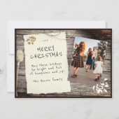 Rustic Wood Old Paper Script Weihnachtsgeschenk-Fo Feiertagskarte (Vorderseite)