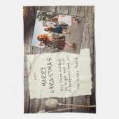 Rustic Wood Old Paper Script Weihnachtsgeschenk-Fo Geschirrtuch (Vertikal)