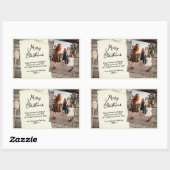 Rustic Wood Old Paper Script Weihnachtsgeschenk-Fo Rechteckiger Aufkleber (Blatt)