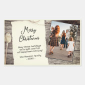 Rustic Wood Old Paper Script Weihnachtsgeschenk-Fo Rechteckiger Aufkleber (Vorderseite)