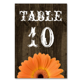 Rustic Wood Orange Daisy Wedding Tischnummer Card