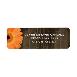 Rustic Wood Orange Gerber Daisy Address Labels