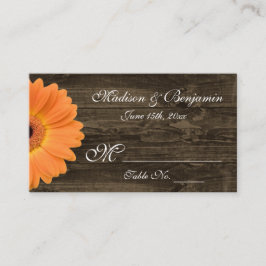 Rustic Wood Orange Gerber Daisy Wedding Platzkarte