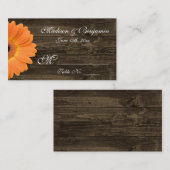 Rustic Wood Orange Gerber Daisy Wedding Platzkarte (Vorne/Hinten)