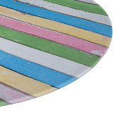 Rustic Wood Pastel Stripes Family Name Schneidebrett (Ecke)