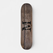 Rustic Wood Pattern Monogram Script Name Skateboard (Vorne)