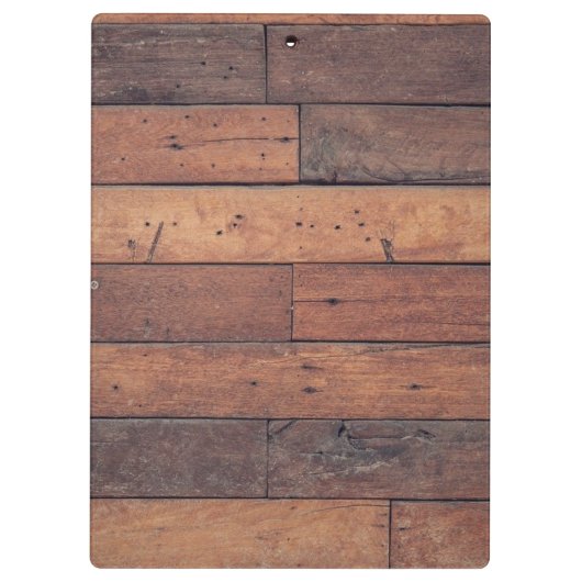 Rustic Wood Pattern Oak Monogram Script Custom Klemmbrett (Rückseite)