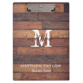 Rustic Wood Pattern Oak Monogram Script Custom  Klemmbrett (Vorderseite)