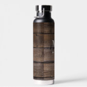 Rustic Wood Pattern Style Monogram Script Trinkflasche (Rechts)
