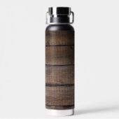 Rustic Wood Pattern Style Monogram Script Trinkflasche (Rückseite)