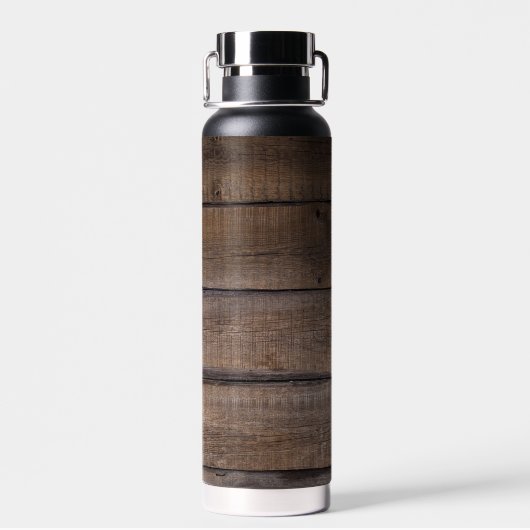 Rustic Wood Pattern Style Monogram Script Trinkflasche (Rückseite)