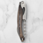 Rustic Wood Personalisiert Monogram Korkenzieher (Rückseite)