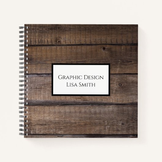 Rustic Wood Personalisiert Notebook Notizblock (Vorderseite)
