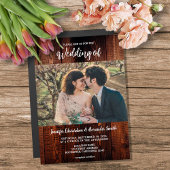 Rustic wood photo country wedding magnetic card magnetkarte