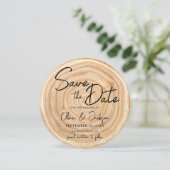 Rustic Wood Photo Wedding Save the Date Einladung (Stehend Vorderseite)