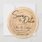 Rustic Wood Photo Wedding Save the Date Einladung (Vorderseite)