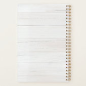 Rustic Wood Pink Floral Watercolor Monogram Planer (Rückseite)