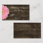 Rustic Wood Pink Gerber Daisy Wedding Platzkarten (Vorne/Hinten)