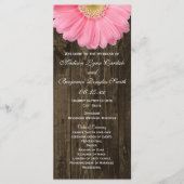 Rustic Wood Pink Gerber Daisy Wedding Programs Programm (Vorderseite)