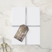 Rustic Wood Planks White Deer Antlers Vielen Dank Geschenkanhänger (Mit Garn)