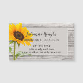 Rustic Wood Print Sunflower Business Magnet Card (Vorderseite)