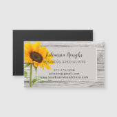Rustic Wood Print Sunflower Business Magnet Card (Vorne/Hinten)
