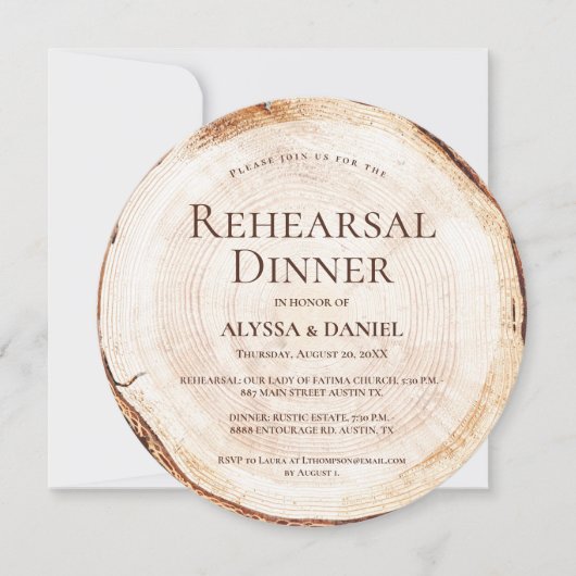 Rustic Wood Probe Dinner Einzigartige Hochzeit Einladung (Vorderseite)