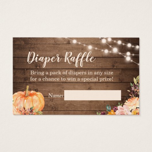 Rustic Wood Pumpkin Baby Dusche Windel Raffle (Vorderseite)