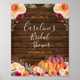 Rustic Wood Pumpkin Bridal Baby Dusche Willkommen  Poster