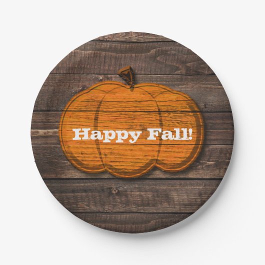 Rustic Wood Pumpkin Country Halloween Party Pappteller (Vorderseite)