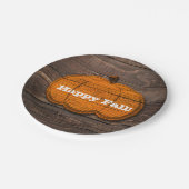 Rustic Wood Pumpkin Country Halloween Party Pappteller (Schrägansicht)