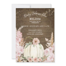 Rustic Wood Pumpkin Pampas Grass Pink Girl Baby