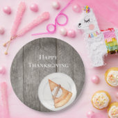 Rustic Wood Pumpkin Pie Happy Thanksgiving Pappteller (Party)