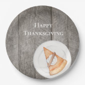 Rustic Wood Pumpkin Pie Happy Thanksgiving Pappteller (Vorderseite)