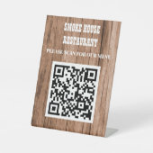 Rustic Wood QR Code Menü Sockelschild (Vorderseite)
