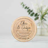 Rustic Wood QR Code Wedding Einladung (Stehend Vorderseite)