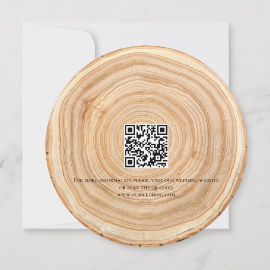 Rustic Wood QR Code Wedding Einladung (Rückseite)