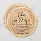 Rustic Wood QR Code Wedding Einladung (Vorne/Hinten)
