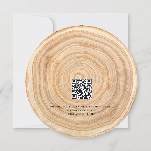 Rustic Wood QR Code Wedding Save the Date Einladung (Rückseite)
