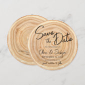 Rustic Wood QR Code Wedding Save the Date Einladung (Vorne/Hinten)