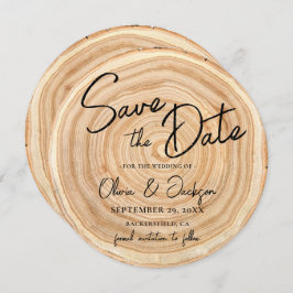 Rustic Wood QR Code Wedding Save the Date Einladung